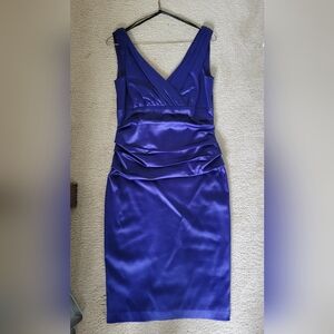 Deep Blue Satin Midi Dress